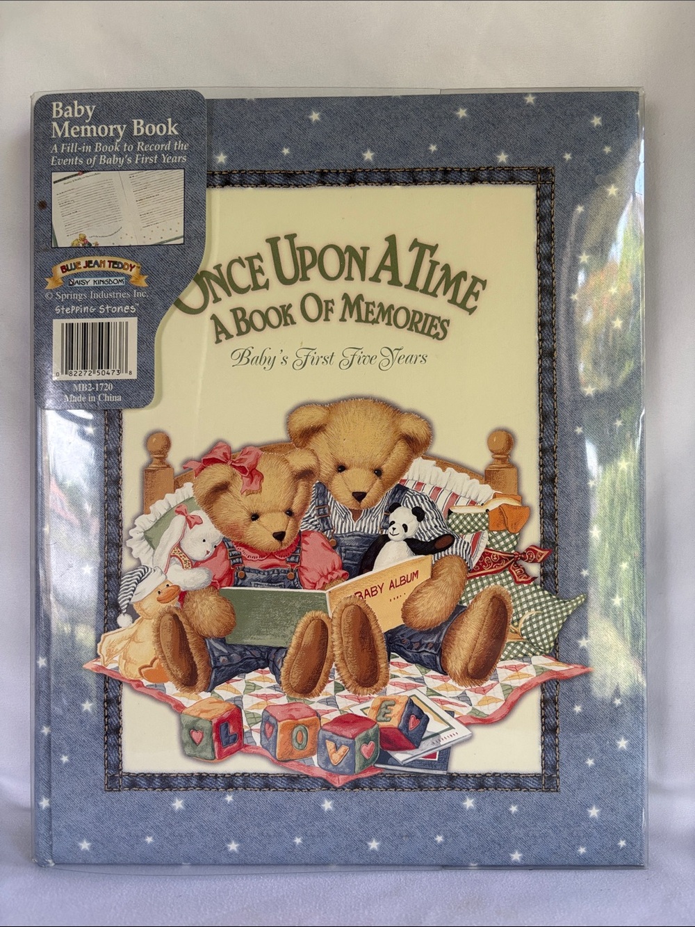 BRAND NEW RARE BLUE JEAN TEDDY BABY MEMORY BOOK- 2001.